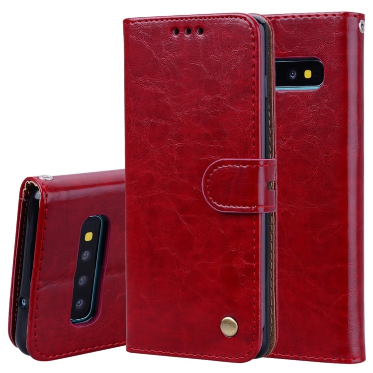 Business Oil Wax Leather Case for Galaxy S10 Plus with Slots