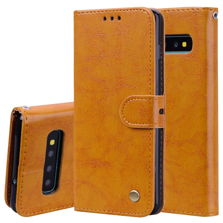 Business Oil Wax Leather Case for Galaxy S10 Plus with Slots