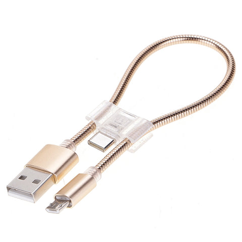 Cavo di ricarica dati flessibile Micro USB + USB-C / Type-C a USB da 24 cm 2A