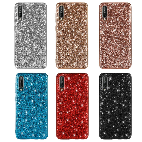 Étui en TPU anti-adhésif avec poudre scintillante pour Galaxy A50, Galaxy A50