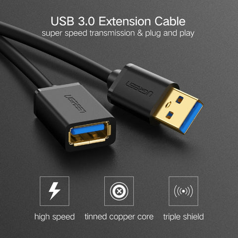 Ugreen Cavo di prolunga per trasmissione super veloce USB 3.0 da maschio a femmina da 2 m, Lunghezza: 2m