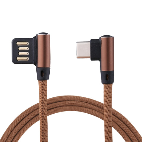 Cavo di ricarica per sincronizzazione dati in stile intrecciato in nylon con design a doppio gomitolo da USB a USB-C / Type-C da 1 m 2,4 A, Type-C Coffee, Type-C Red, Type-C Black, Type-C Blue, Type-C Dark Blue
