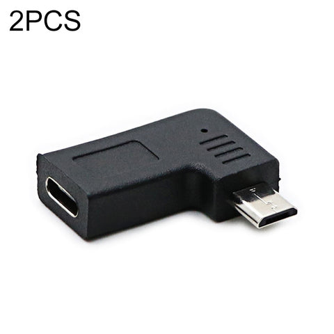 Convertitore adattatore a gomito maschio da USB-C/Tipo-C a Micro USB da 2 pezzi (angolo destro/sinistro).