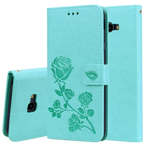 Étui en cuir PU avec structure orizzontale en rilievo rose pour Samsung Galaxy J4 Plus, avec support, emplacement pour carte et portafoglio, pour Samsung Galaxy J4 Plus