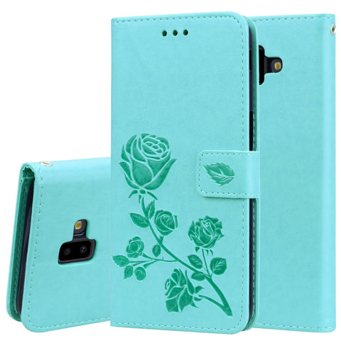 Étui en cuir PU avec structure orizzontale en rilievo rose pour Samsung Galaxy J6 Plus, avec support, emplacement pour carte et portafoglio, pour Samsung Galaxy J6 Plus