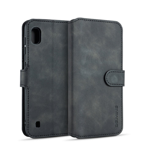 DG.MING Garde un livre rétro horizontal avec de l'huile pour Galaxy A10, avec support, emplacement pour carte et portefeuille, Galaxy A10