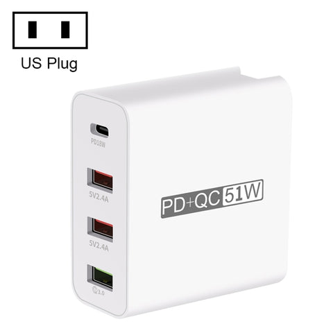 WLX-A6 Adattatore di alimentazione per caricabatterie da viaggio USB a ricarica rapida a 4 porte, presa americana, US Plug