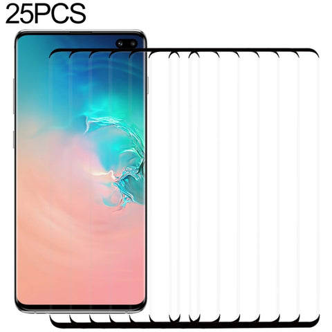 Pellicola in vetro temperato cristallo con schermo curvo premium da 25 pezzi 9H 2.5D per Galaxy S10 Plus, For Galaxy S10 Plus, Lessen Version