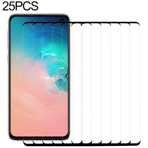 Pellicola in vetro temperato cristallo con schermo curvo premium da 25 pezzi 9H 2.5D per Galaxy S10, versione ridotta, For Galaxy S10, Lessen Version (25 PCS)