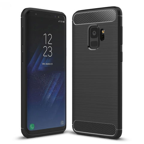 Pour Galaxy S9 Housse de protection anti-scivole en fibre de carbone spazzolata morbide avec texture en TPU, pour Galaxy S9, pour Samsung Galaxy S9