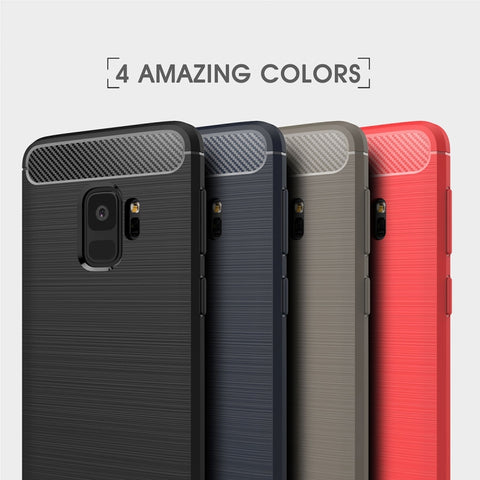 Pour Galaxy S9 Housse de protection anti-scivole en fibre de carbone spazzolata morbide avec texture en TPU, pour Galaxy S9, pour Samsung Galaxy S9