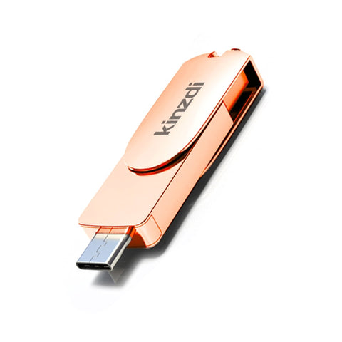 Kinzdi 128 GB USB 3.0 + interfaccia Type-C 3.0 Disco flash Twister in metallo V11, 128GB (Rose Gold), 128GB (Silver)