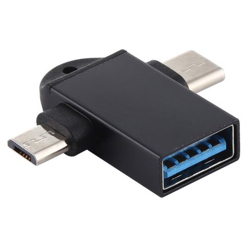 USB 3.0 femmina a USB-C/tipo-C maschio + adattatore OTG multifunzione maschio micro USB con foro per imbracatura