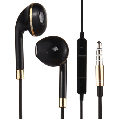 Écouteurs intra-auriculaires de 3,5 mm avec corps en fil noir avec contrôle de ligne et microphone pour iPhone, Galaxy, Huawei, Xiaomi, LG, HTC et autres smartphones