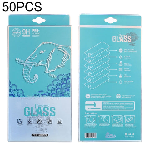 Esterno in carta con motivo elefante da 50 pezzi + scatola di imballaggio interna in plastica per protezione schermo in vetro temperato, Elephant Pattern