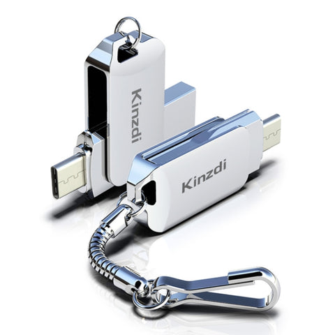 Kinzdi 64GB USB + interfaccia Type-C Metal Twister Flash Disk V10, 64GB Silver, 64GB Rose Gold