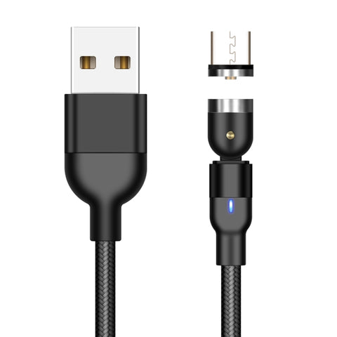 Cavo di ricarica magnetico rotante intrecciato in nylon da USB a micro USB da 1 m 2A, 1m Micro USB