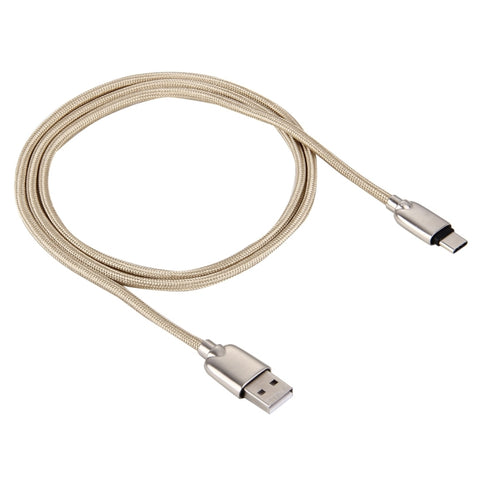 Cavo di ricarica per sincronizzazione dati da USB-C / Type-C a USB con testa in metallo stile tessuto da 1M 108 nuclei in rame