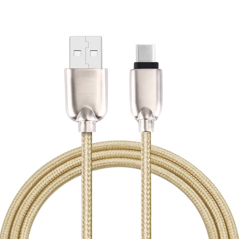 Cavo di ricarica per sincronizzazione dati da USB-C / Type-C a USB con testa in metallo stile tessuto da 1M 108 nuclei in rame