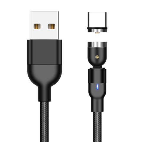Cavo di ricarica magnetico rotante intrecciato in nylon da USB a USB-C / Type-C da 1 m 2A, 1m Type-C