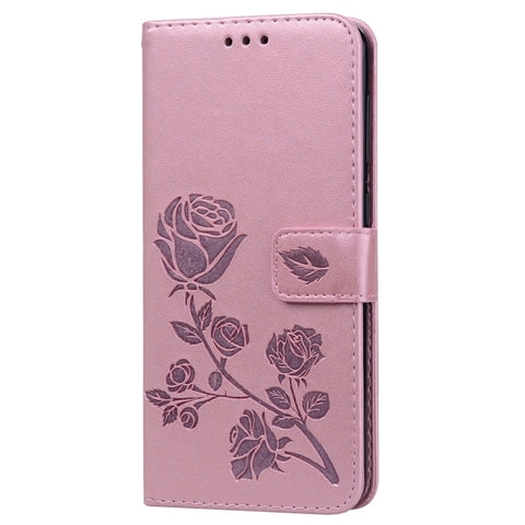 Custodia in pelle PU con chiusura orizzontale in rilievo rosa per Galaxy A30 / A20, con supporto, slot per carte e portafoglio, For Samsung Galaxy A30 / A20