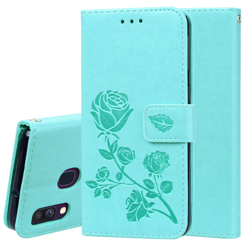 Custodia in pelle PU con chiusura orizzontale in rilievo rosa per Galaxy A40, con supporto, slot per carte e portafoglio, For Samsung Galaxy A40