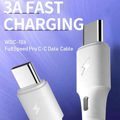 Cavo dati di ricarica a piena velocità WK WDC-106 3A da tipo C / da USB-C a tipo C / USB-C, lunghezza: 1 m