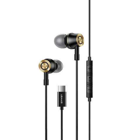 USAMS US-SJ482 EP-43 Wired In Ear USB-C / Type-C Auricolari digitali in metallo con riduzione del rumore HiFi con microfono e chip digitale, lunghezza: 1,2 m