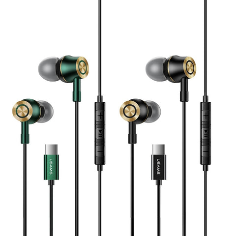 USAMS US-SJ482 EP-43 Wired In Ear USB-C / Type-C Auricolari digitali in metallo con riduzione del rumore HiFi con microfono e chip digitale, lunghezza: 1,2 m