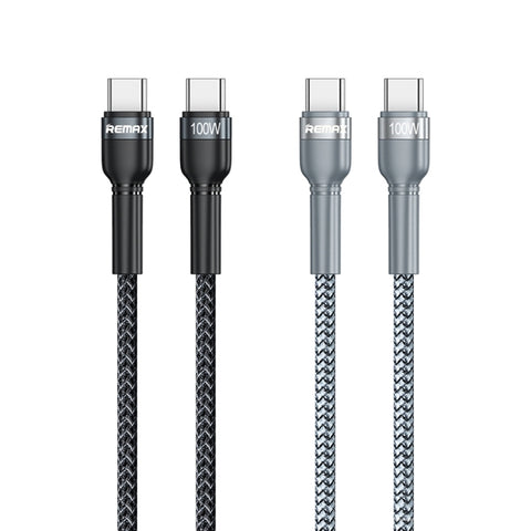 REMAX RC-172 Jany Serie 1m PD100W Cavo dati di ricarica rapida da tipo C a USB-C / Tipo-C intrecciato in lega di alluminio, Type-C to USB-C / Type-C