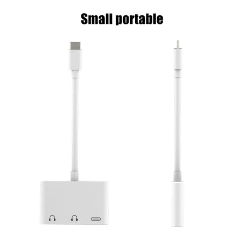 Adattatore audio di ricarica digitale da USB-C + 3,5 mm + 3,5 mm a USB-C 3 in 1