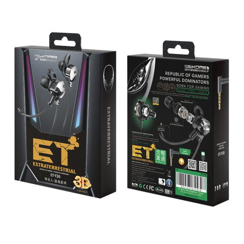 WK ET-Y30 Serie ET Écouteur de jeu avec contrôle du fil et connecteur du câble intra-auriculaire 3,5 mm avec microphone