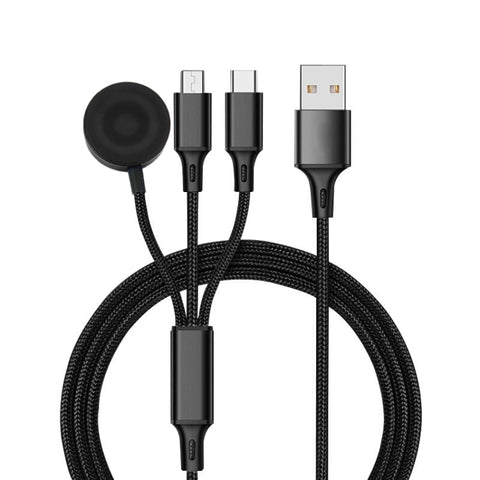 Per iPhone / Apple Watch 3 in 1 8 pin + Type-C / USB-C + Base di ricarica magnetica Cavo di ricarica multifunzione, lunghezza: 1 m, 3 In 1
