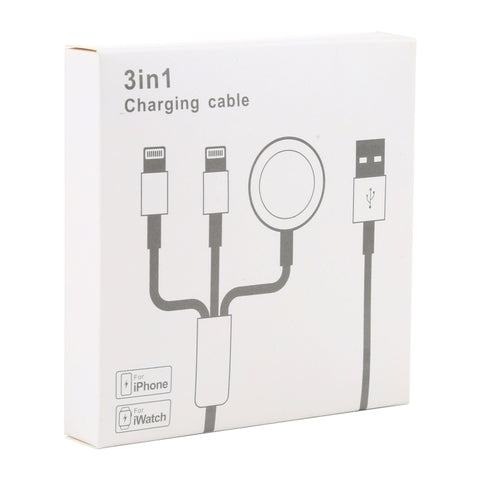 Per iPhone / Apple Watch 3 in 1 8 pin + Type-C / USB-C + Base di ricarica magnetica Cavo di ricarica multifunzione, lunghezza: 1 m, 3 In 1