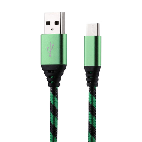 Cavo di ricarica per sincronizzazione dati in stile tessuto in nylon da USB a USB-C / Type-C da 1 m