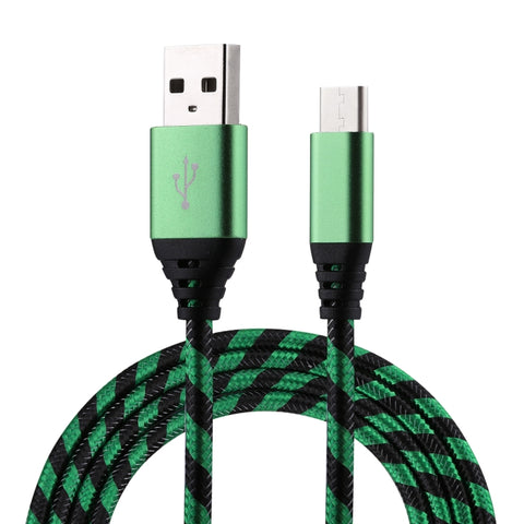 Cavo di ricarica per sincronizzazione dati in stile tessuto in nylon da USB a USB-C / Type-C da 1 m