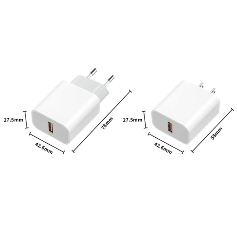 Caricatore da viaggio per caricabatterie flash con porta USB singola M117 2.4A, spina europea, Single USB