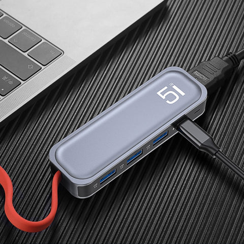 ROCK RT16 5 en 1 Type-C / USB-C vers HDMI + 4 Station d'accueil multifonction USB 3.0 Station d'accueil extensible Convertisseur HUB, RT16