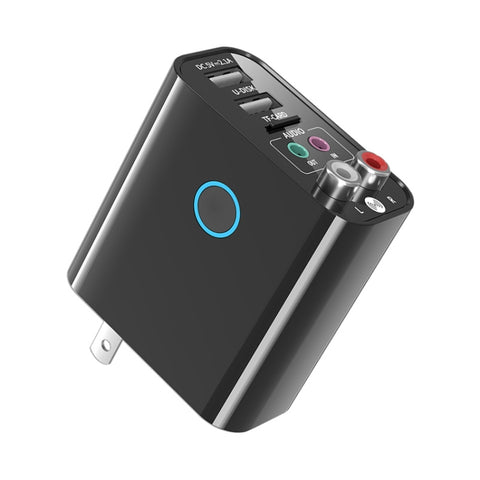 K16 2 en 1 3,5 mm AUX + RAC Transmetteur audio Bluetooth 5.0 plug-in et double prise avec télécommande, spina americana, prise US