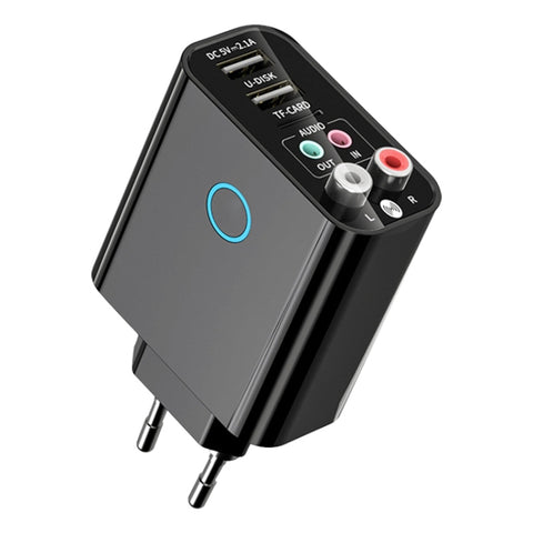 K16 2 en 1 3,5 mm AUX + RAC Transmetteur audio Bluetooth 5.0 plug-in et double prise avec télécommande, colonne UE, prise UE