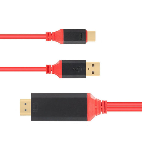Interfaccia di alimentazione USB-C/Type-C 2 in 1 + cavo video HDMI Ultra HD 4K x 2K, lunghezza: 2 m, Red USB Power Supply Interface