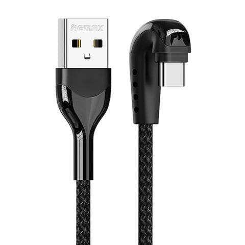 REMAX RC-177a Heymanba II 2.1A USB a USB-C / Type-C Cavo dati da gioco intrecciato in lega di zinco con gomito a 180 gradi, Lunghezza cavo: 1 m, RC-177a