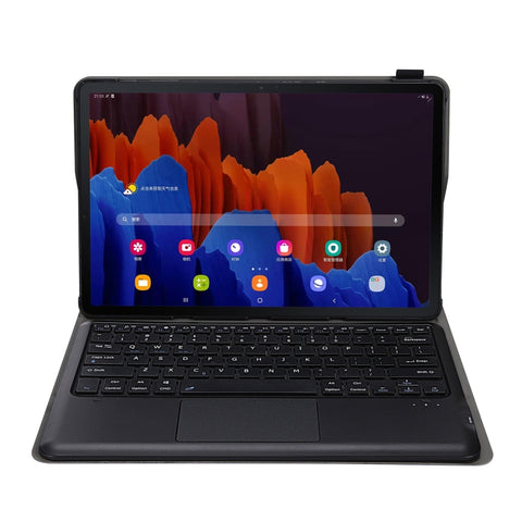 A970-A Custodia tablet in pelle con tastiera Bluetooth separabile per Samsung Galaxy Tab S7 / S7 FE T730 / S7+ T970 / T975, con touchpad e supporto