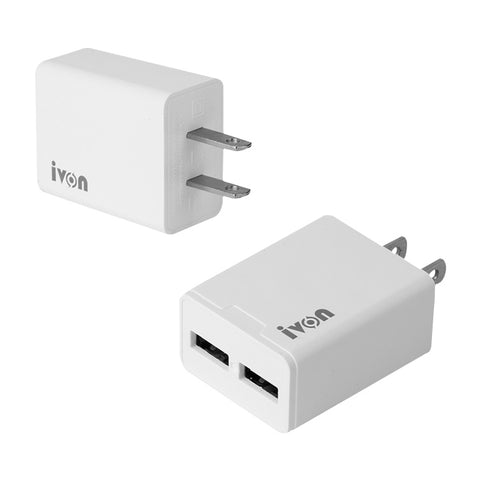 Caricatore da viaggio con doppia porta USB IVON AD38 5V 2.1A, spina americana, AD38