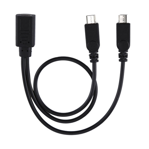 Cavo adattatore USB-C/tipo C femmina a 2 x micro USB maschio a Y, lunghezza totale: circa 30 cm