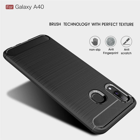 Protection en TPU en fibre de carbone avec trame spazzolata pour Galaxy A40, pour Galaxy A40