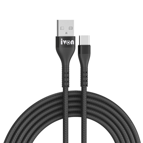IVON CA92 Cavo dati di ricarica rapida in gomma da USB a USB-C / Type-C max 2,4 A, lunghezza: 1,5 m, Type-C