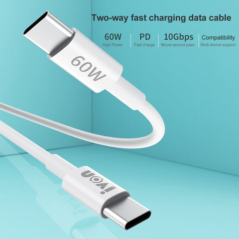 IVON CA203 Cavo dati di ricarica rapida da USB-C / Type-C a USB-C / Type-C da 60 W PD, lunghezza cavo: 1 m