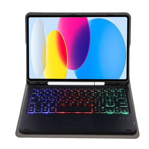 Pour iPad 10e génération 10.9 2022 A10B-AS Pelle d'agnello Texture Rétroéclairage Bluetooth Tactile Tactile Étui pour tablette en peau avec emplacement pour penna, A10B-AS