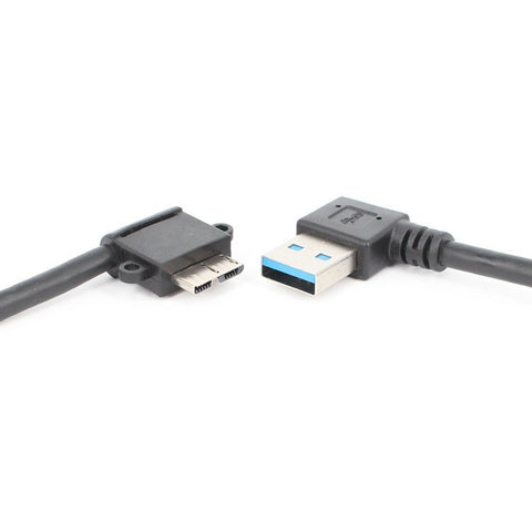 Cavo dati di ricarica USB 3.0 da gomito destro maschio a micro USB 3.0 da 2 pezzi, lunghezza cavo: 27 cm, Right Elbow